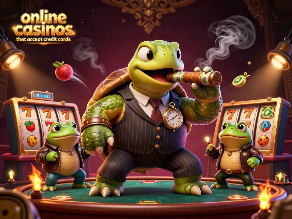 Engage in exciting gameplay at online casinos that accept credit cards with vibrant characters and casino elements.