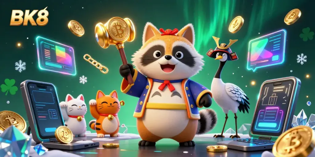 Experience BK8's vibrant crypto casino with dynamic characters and dazzling gaming elements.