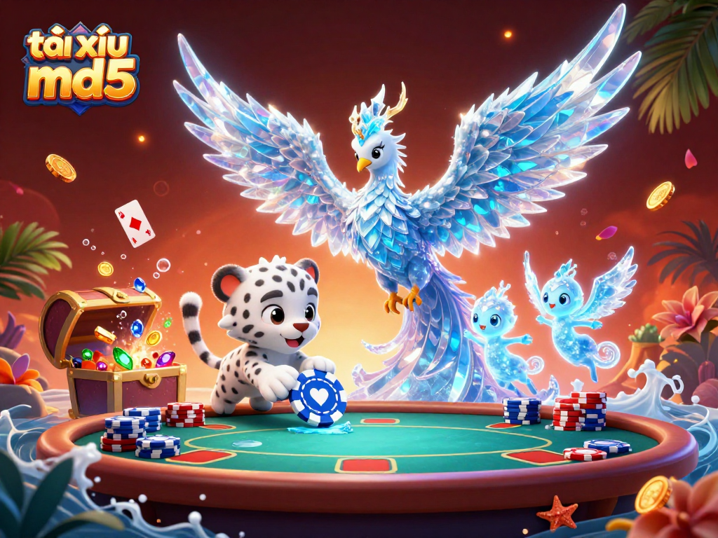 Engaging illustration of tài xỉu md5 featuring a magical scene with characters and vibrant casino elements.