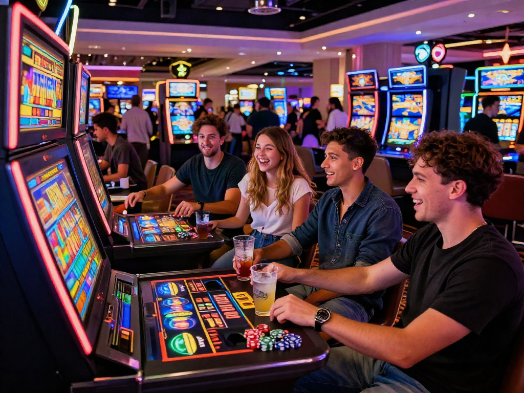 Exciting slot gacor gaming moment in a vibrant casino atmosphere.