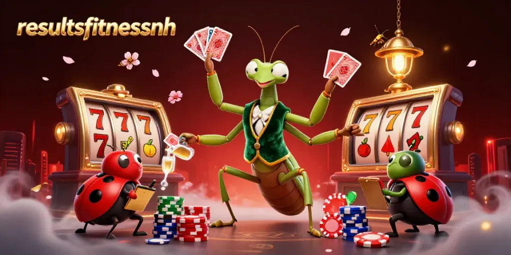 Hasil fitness di NH memiliki tema kasino dengan karakter dan simbol slot yang beruntung.