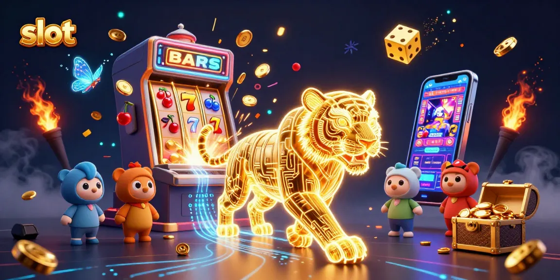 Slot menghadirkan jackpot berlimpah dengan karakter harimau neon berenergi di kasino.