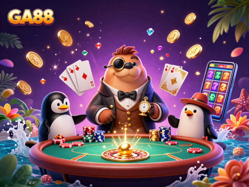 Engage in thrilling casino action with GA88's jolly walrus poker game under the sea!