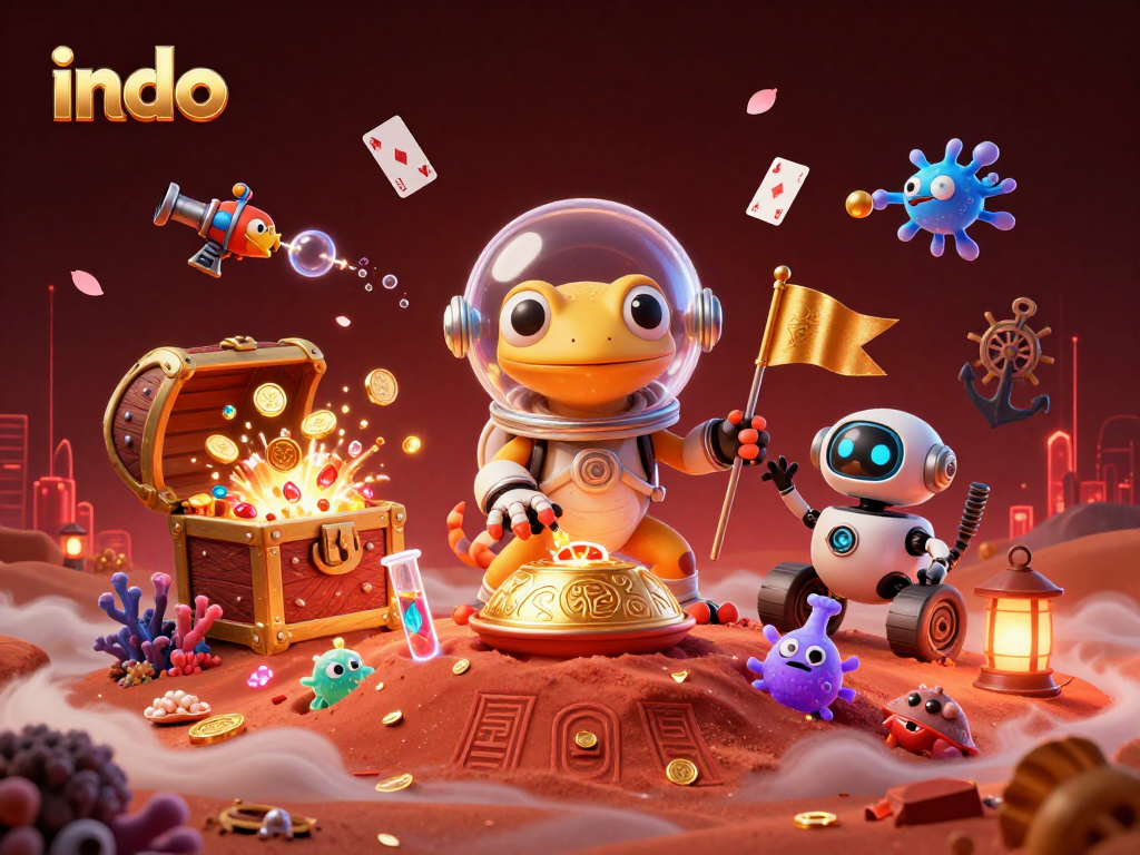 Experience the excitement of indo gaming with vibrant illustrations showcasing Martian adventures in casino exploration.