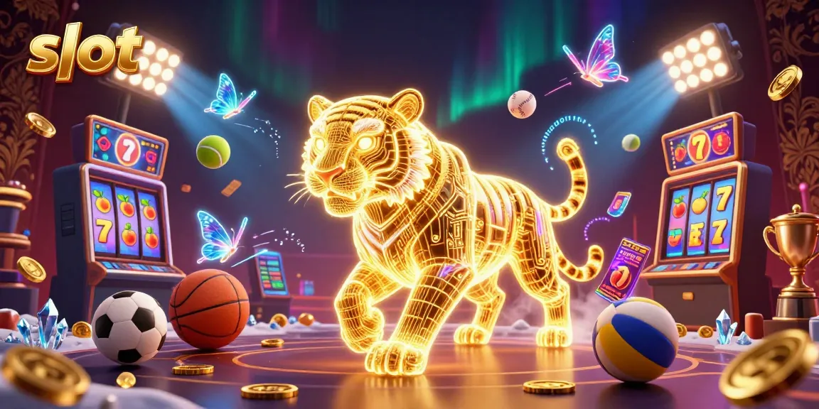 Slot dengan harimau emas dan elemen kasino digital yang kaya.