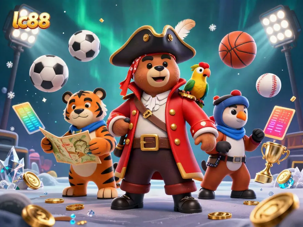 Experience thrilling gaming adventures with lc88 featuring a pirate bear, tiger first mate, and golden treasures.