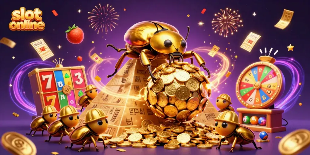 Spin the reels of slot online with colorful elements and dynamic prizes in an engaging casino scene.