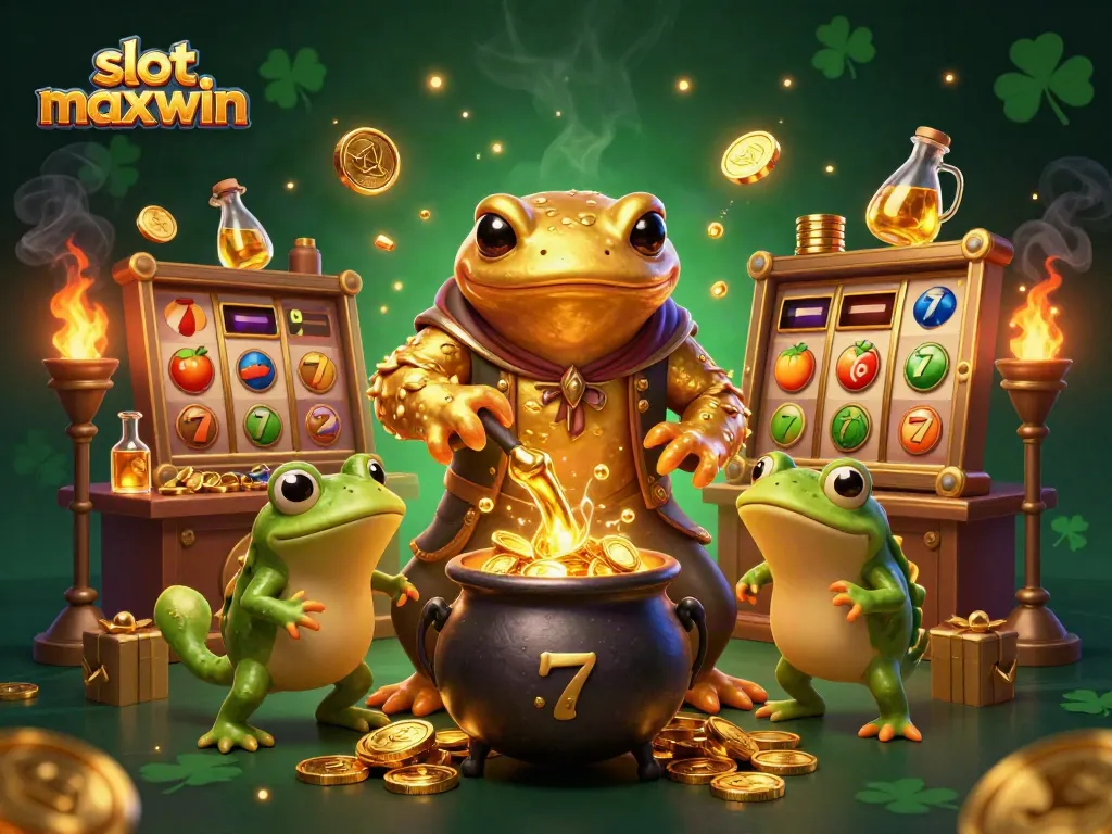 Experience the thrill of slot maxwin with a vibrant illustration of magical transformations in a casino setting.