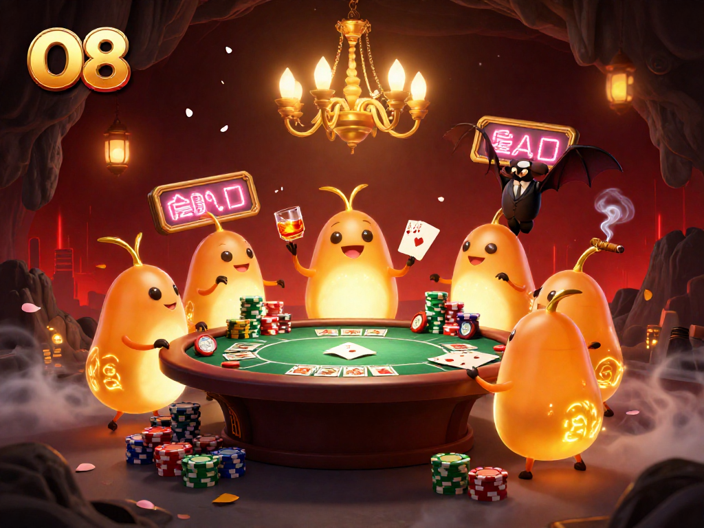 Play poker and experience O8's vibrant casino atmosphere with glowworms lighting up the scene.