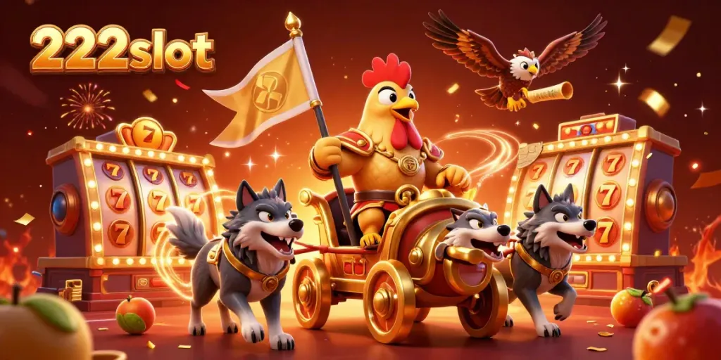 Menangi jackpot di 222slot dengan ilustrasi penuh warna dari reguler slot dan petarung epik.