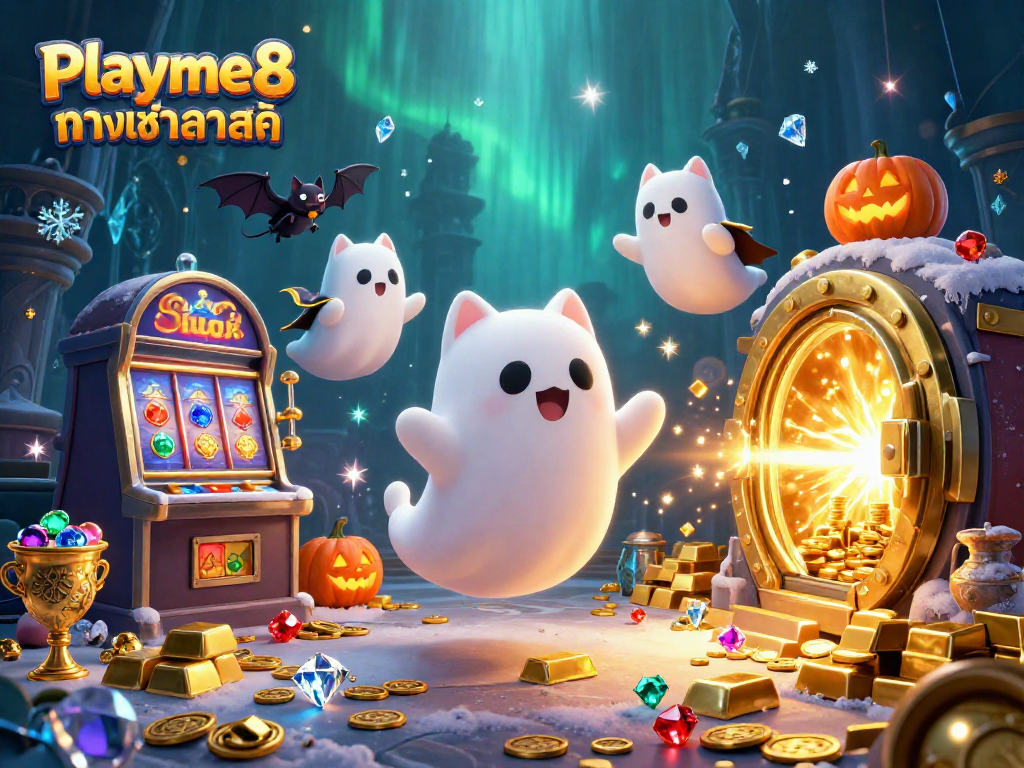 เล่นใน Playme8 ทางเข้าล่าสุด พร้อมกับแมวผีและค้างคาวในคาสิโนสุดฮาโลวีน
