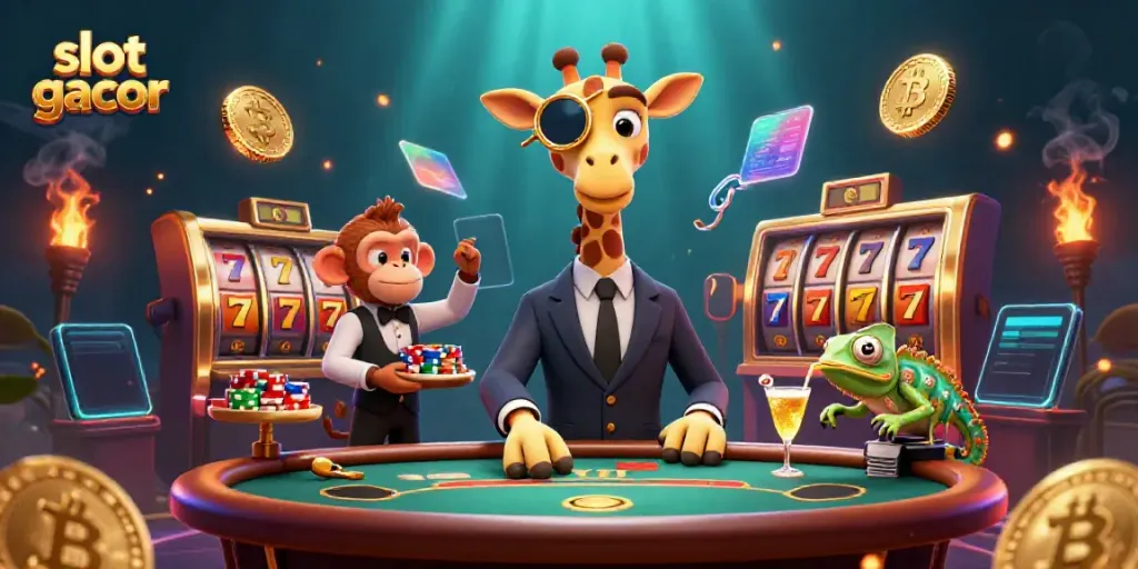 Engage with the thrilling world of slot gacor featuring animated characters and vibrant casino elements.
