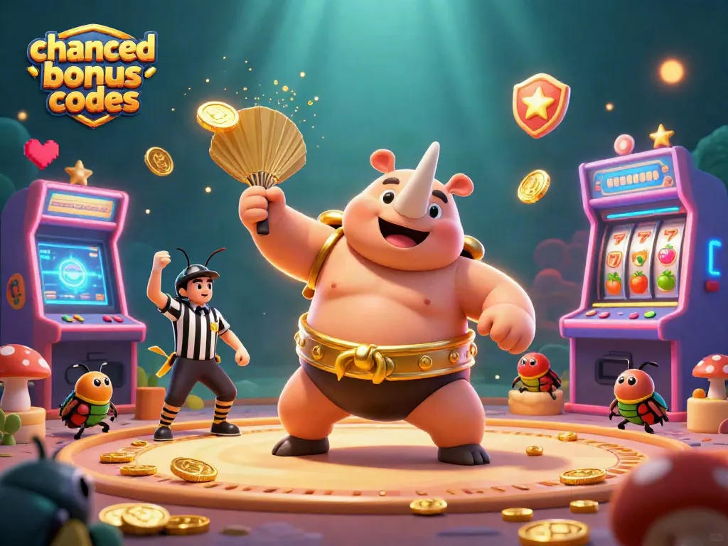 Experience excitement with chanced casino bonus codes featuring a vibrant sumo beetle scene.