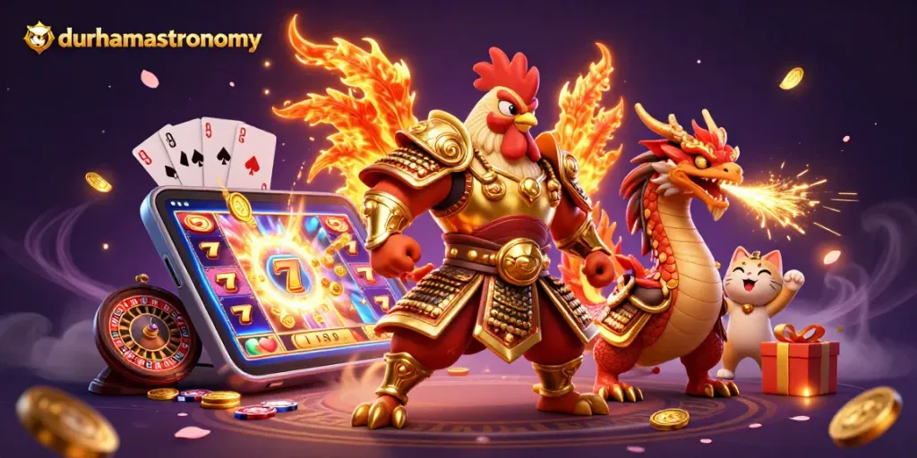 Engage in exhilarating gameplay with durhamastronomy's vibrant casino illustration featuring dynamic slots and gameplay.