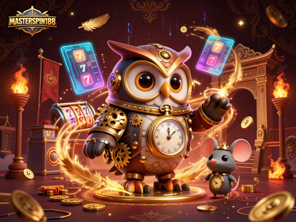 Engage with exciting gaming experiences at MASTERSPIN188 featuring vibrant casino elements and characters.