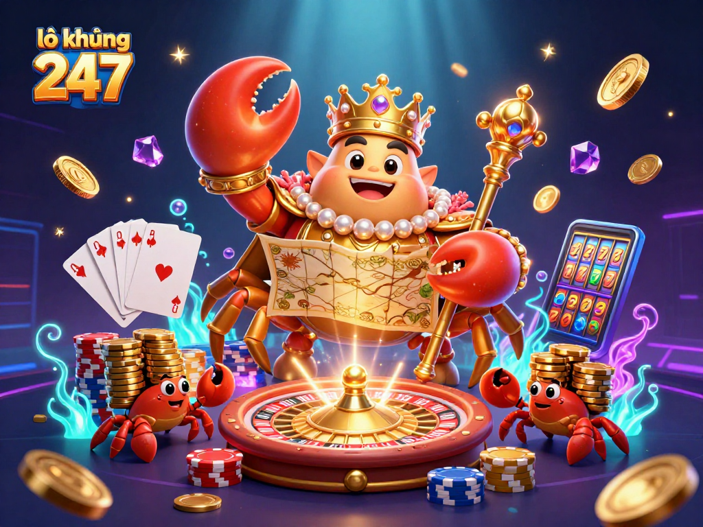 Win big with lô khung 247 in this vibrant and dynamic 3D casino scene.