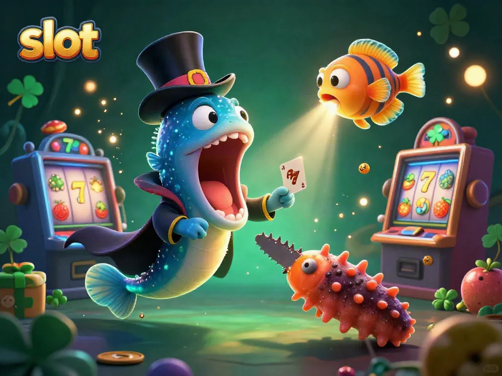Engage with exciting slot games featuring vibrant characters and dynamic visuals in this captivating scene.