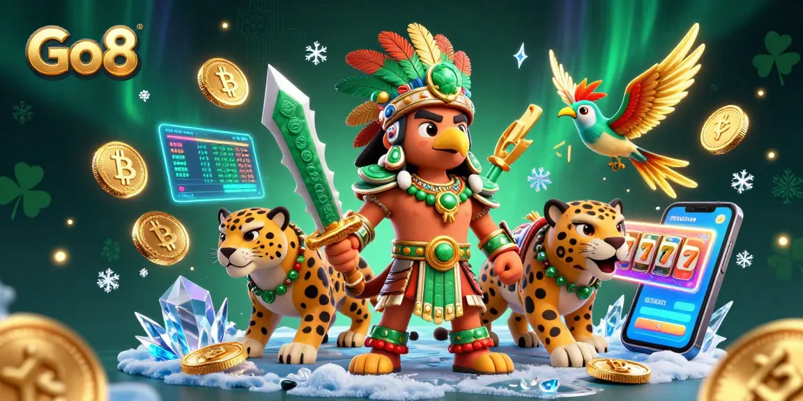 Spin the reels and win big with Go8 in a vibrant 3D casino world filled with dazzling elements.