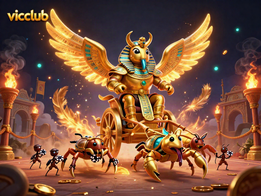 Engage with vicclub's thrilling casino action featuring a vibrant pharaoh-inspired 3D scene.