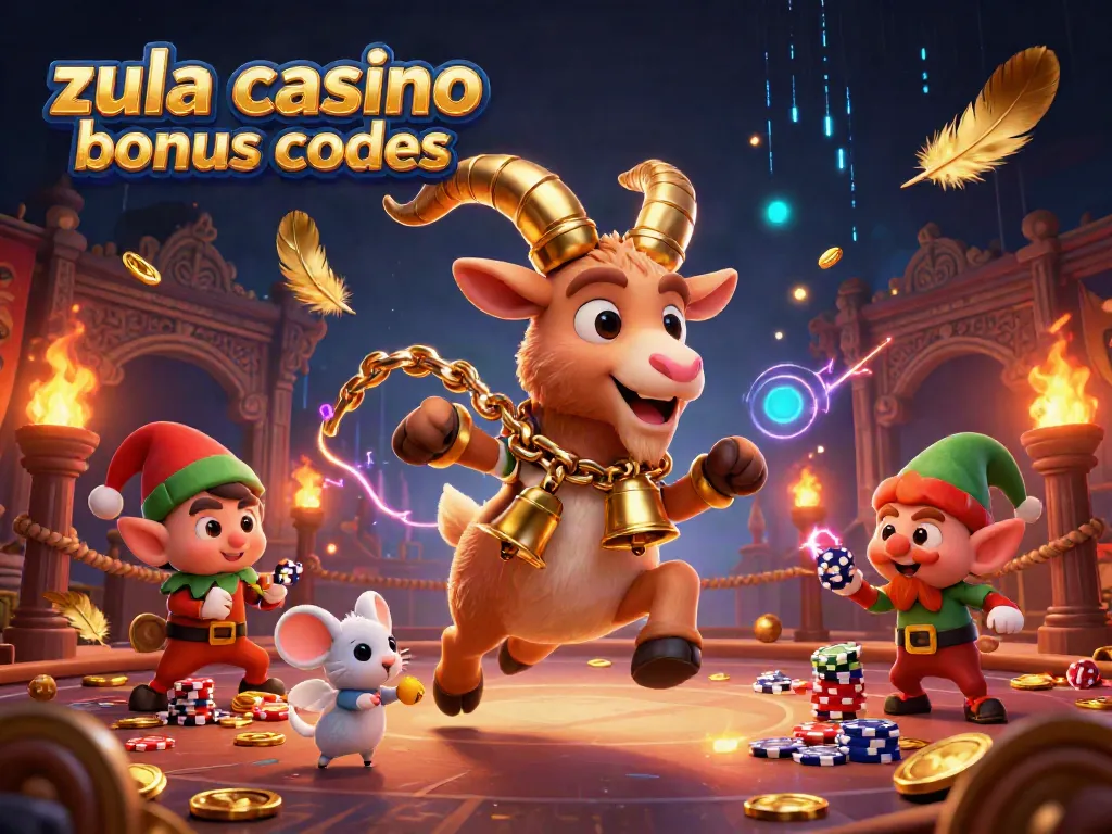 Zula casino bonus codes ignite excitement with festive characters at a dynamic casino scene.