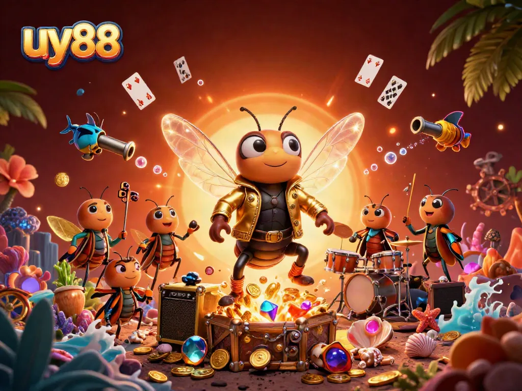 Engage in vibrant action at UY88 with colorful characters celebrating casino wins