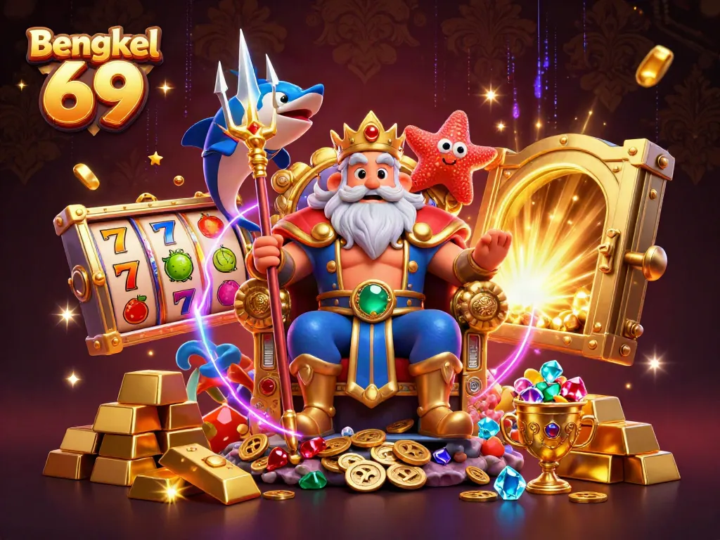 Bengkel 69 showcases vibrant 3D characters and slots, symbolizing exciting gaming opportunities.