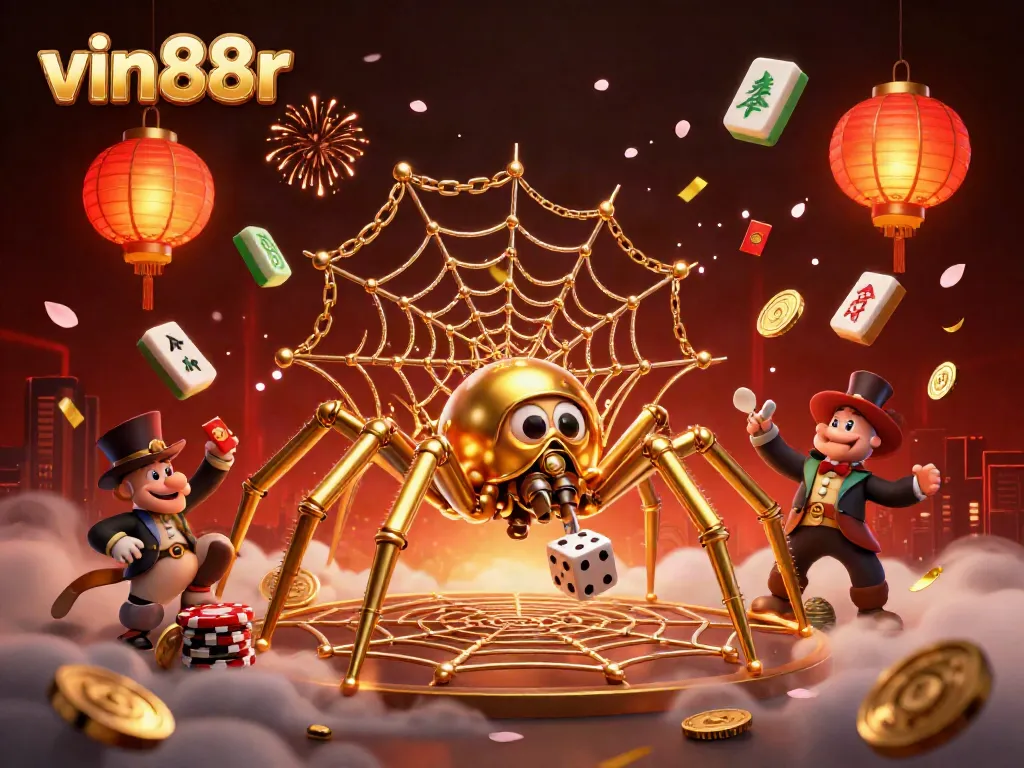 Catch lucky dice with vin88r in this dynamic casino-themed 3D illustration