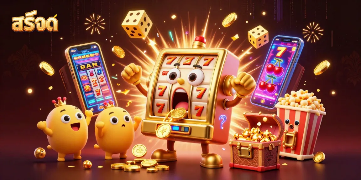 Experience the excitement of สล็อต with a golden slot machine hitting a jackpot!