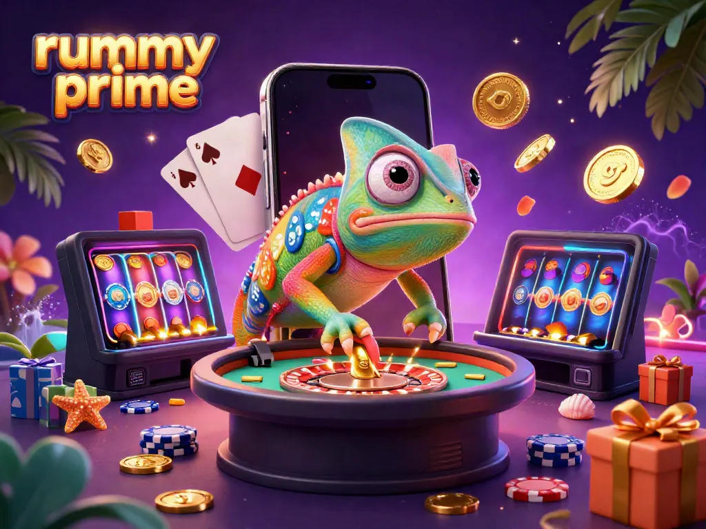 Experience the exciting rummy prime digital gaming scene with vibrant colors and engaging characters.
