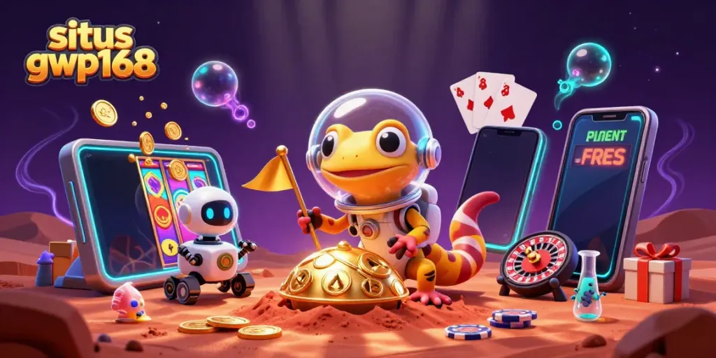 Permainan slot GWP168 dengan Scatter Emas, Martian gecko menelusuri jalur kemenangan.
