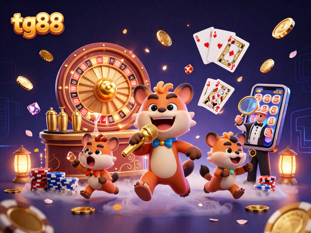 tg88 brings excitement to betting as hyenas entertain in a vibrant casino scene.