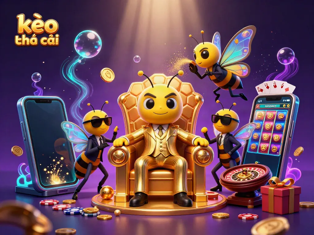 Engage with kèo nhà cái through a vibrant 3D cartoon scene featuring a mob boss and dynamic gambling elements.