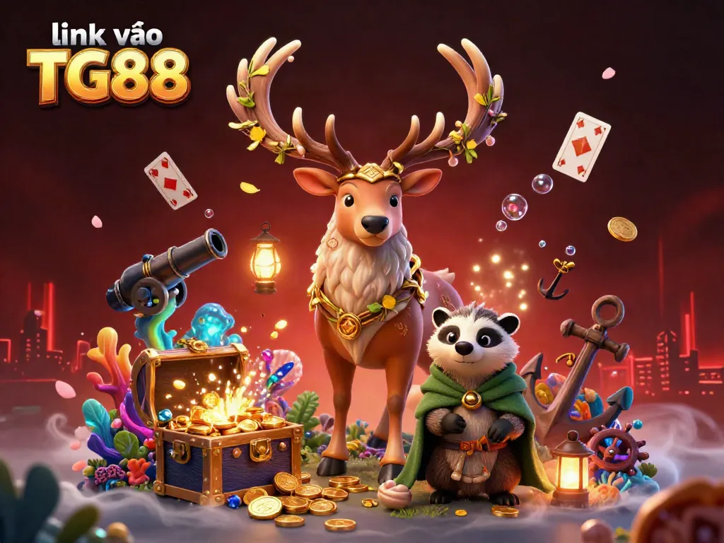 Engage in winning strategies at link vào TG88 with a colorful 3D casino scene of gaming action.