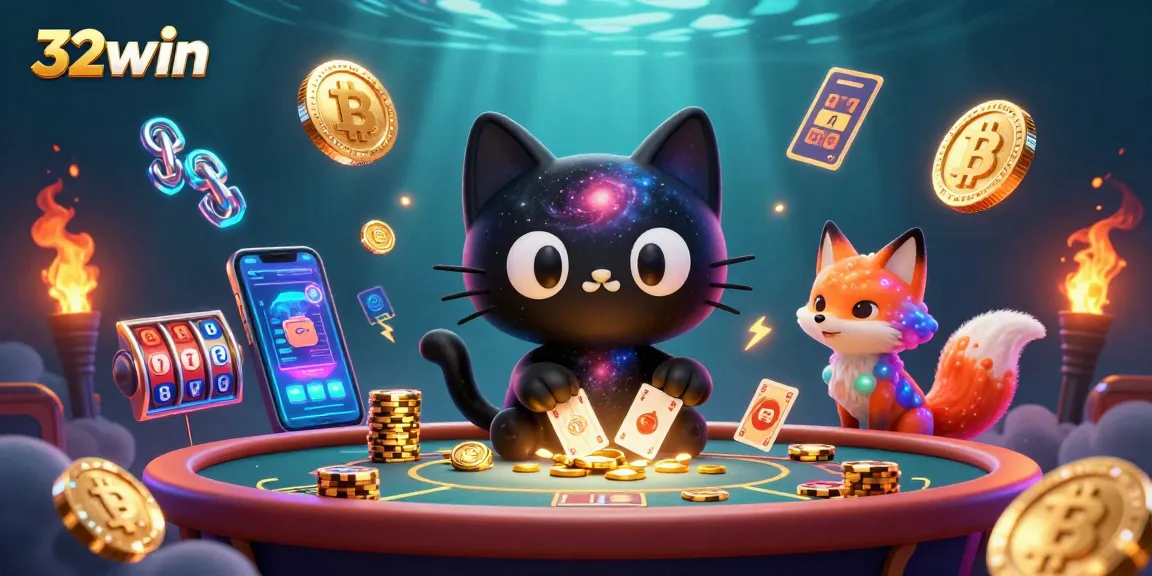 Experience thrilling casino action with 32win as a black hole cat and nebula fox spin and pull in jackpots!