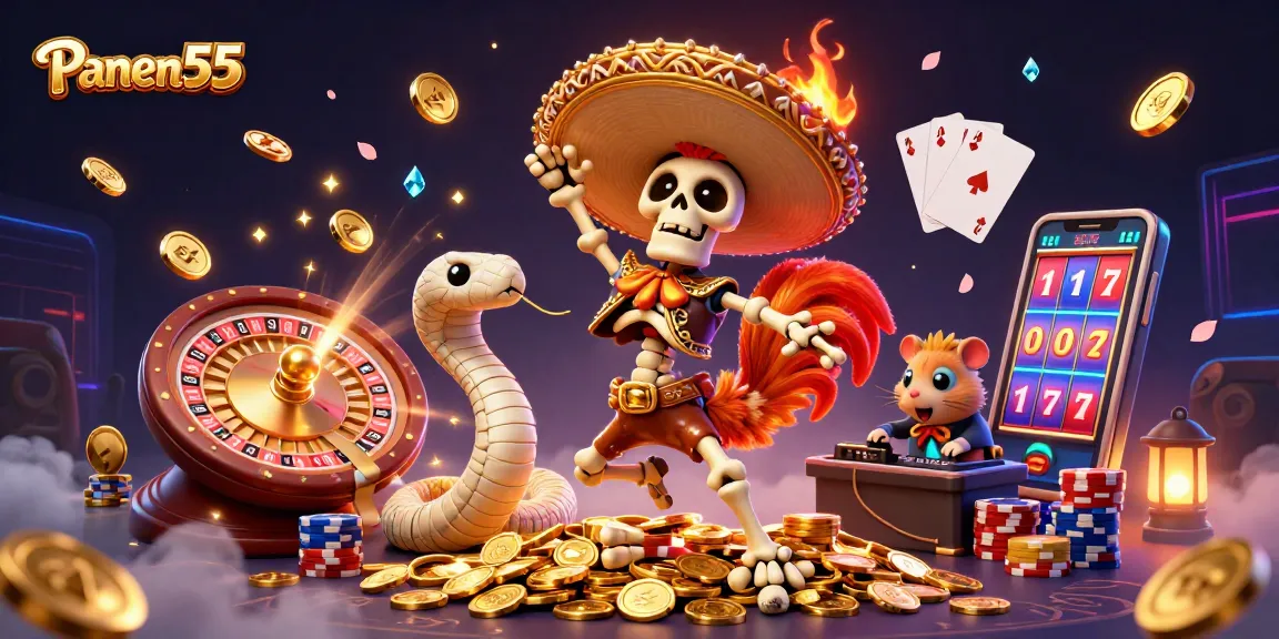 Experience Panen55 with an exciting 3D casino scene, featuring dynamic characters and vibrant gameplay elements.