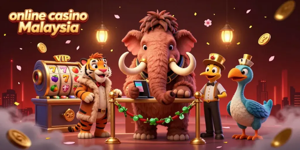 Permainan dalam talian Malaysia dengan bouncer kasino menarik perhatian dodo dan harimau VIP yang bergaya.