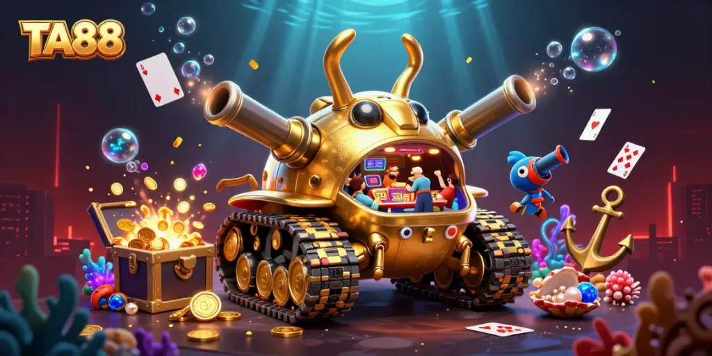 Experience exciting gaming adventures at TA88 with a golden beetle tank casino bursting with treasures.