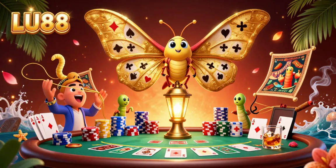 Experience the excitement of LU88 with a vibrant casino scene featuring unique characters and game elements.