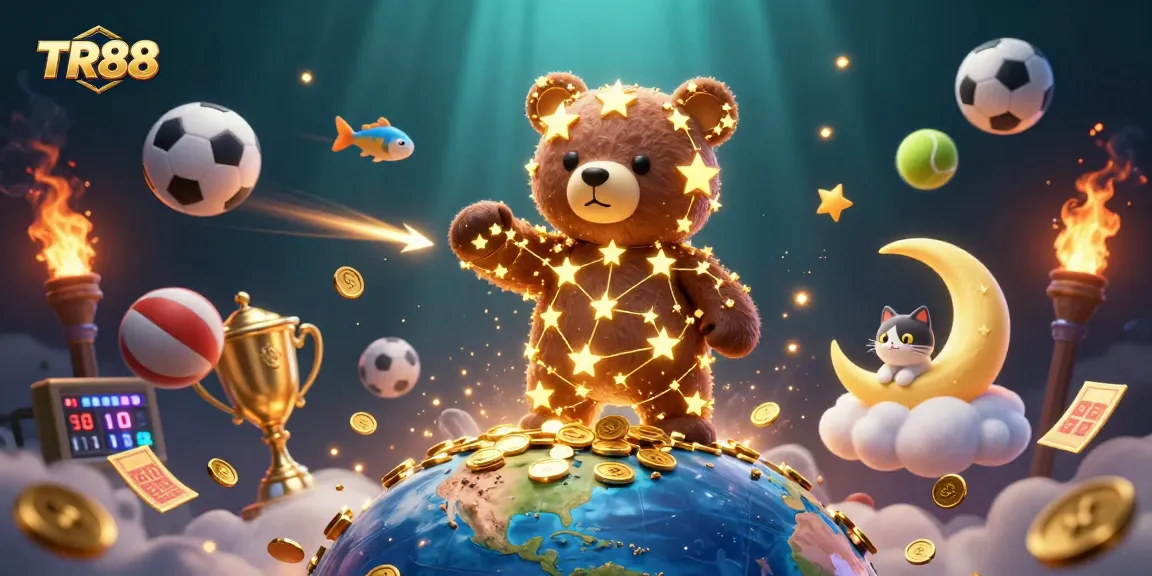 Engage with TR88's immersive gaming experience through vibrant scenes and dynamic casino elements.