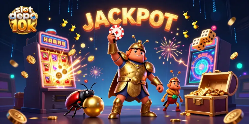 Slot depo 10k menampilkan simbol jackpot dengan keseruan di dunia perjudian.