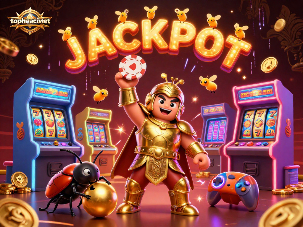 Experience topnhacaiviet excitement with a winning beetle champion in a vibrant casino scene!
