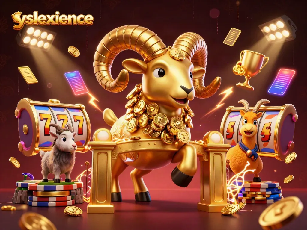 Experience the excitement of yslexperience with a golden ram charging through a dynamic casino scene.