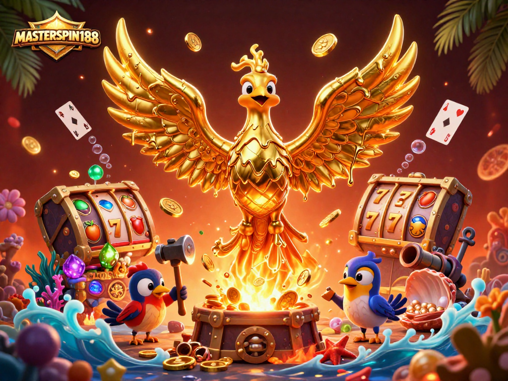 Engage with immersive gameplay at MASTERSPIN188 featuring a golden phoenix and rich casino elements.