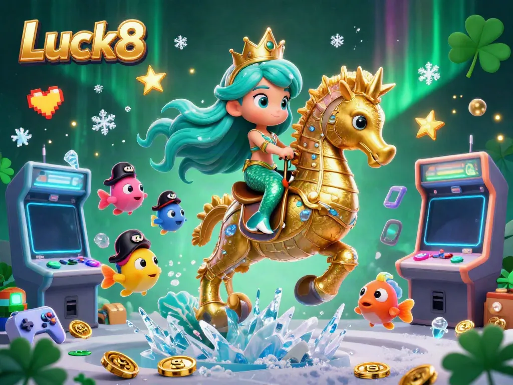 Experience the excitement of Luck8 with a vibrant 3D gaming illustration featuring a mermaid princess and sea creatures.
