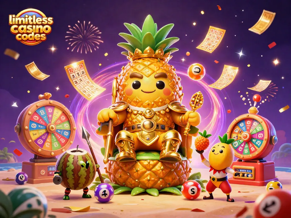 Experience the excitement of limitless casino bonus codes with fun characters and vibrant casino elements.