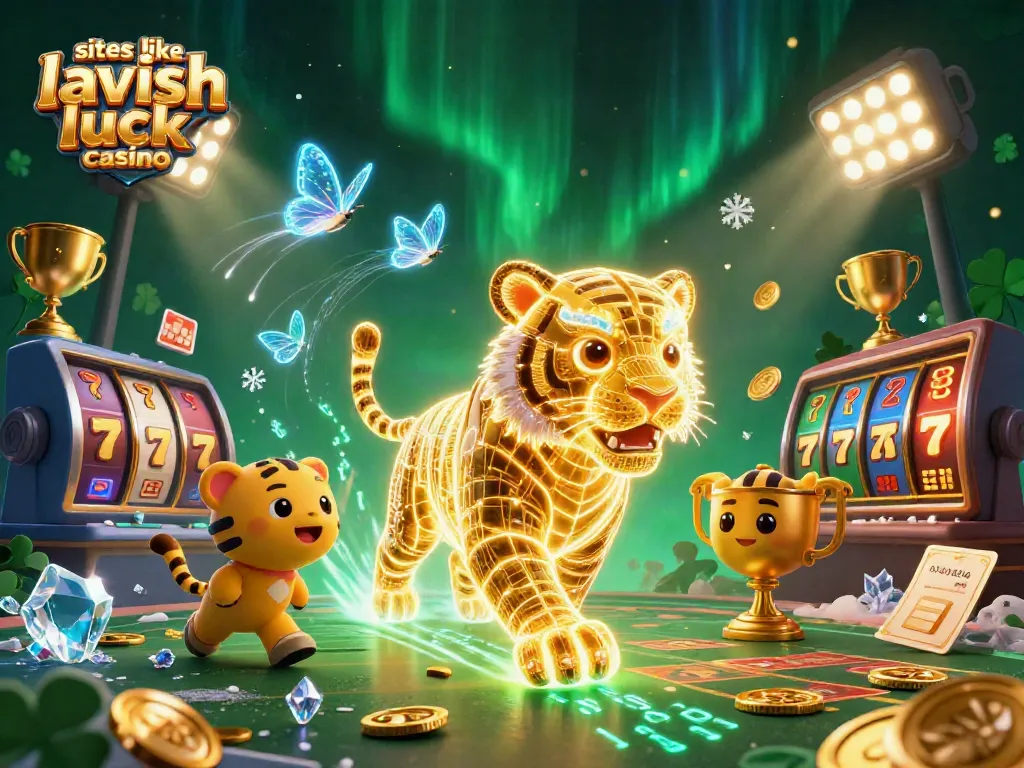 Experience thrilling games at sites like Lavish Luck Casino with a vibrant casino-themed illustration.