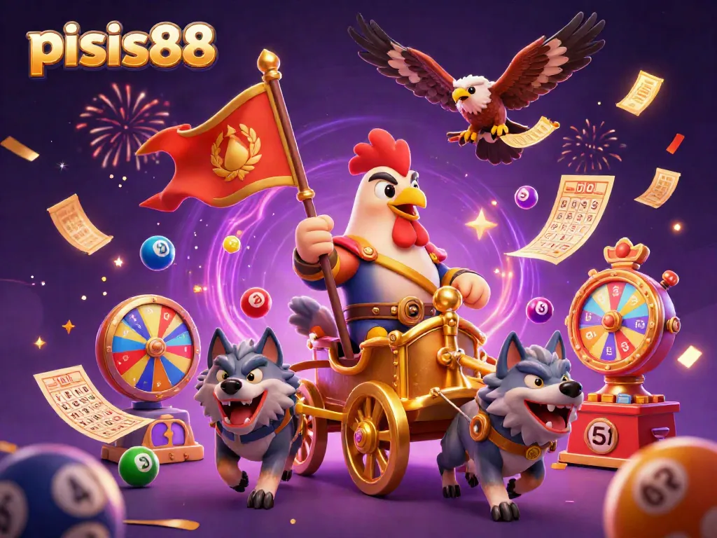 Experience the excitement of pisces88 with lively lottery balls and dynamic casino elements in a colorful visual.