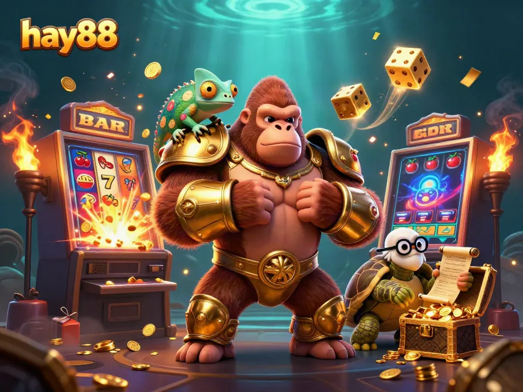 Experience the thrilling joy of winning with hay88, a vibrant casino adventure featuring colorful characters and jackpots.