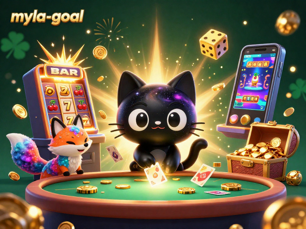 Experience the thrill of myla-goal with a vibrant cosmic casino scene filled with excitement and energy.