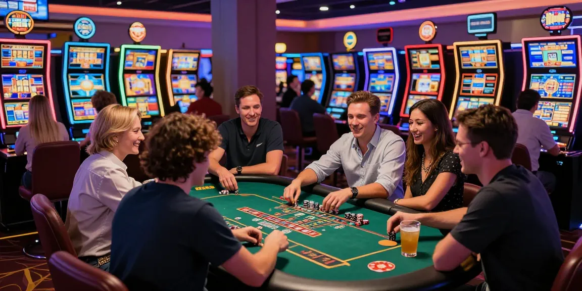 Entertainment Options From Casino Bonus ohne Einzahlung highlighted in a lively online casino scene with friends enjoying games.